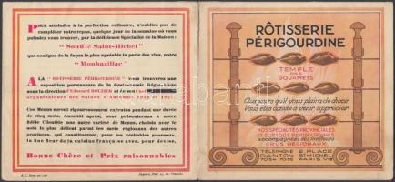 cca 1928 Rôtisserie Périgourdine, temple des gourmets. Párizsi étterem reklámja, kihajtható részlete...