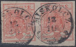 3kr pair HP III. with paper crease 