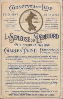 cca 1925-1926 La semeuse du Périgord, périgueux-i étterem reklámja, részletes választékkal.