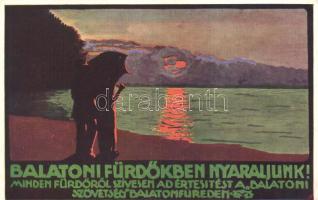 Balatoni fürdők, a Balatoni Szövetség turisztikai reklámlapja / Hungarian tourism, advertisement