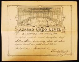 1902 Szabad-úszó levél a Császárfürdő női uszodájából 30x23 cm