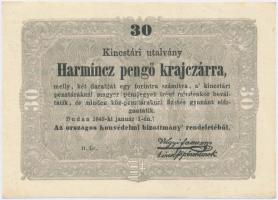 1849. 30Kr "Kossuth bankó" papírránccal T:I- Hungary 1849. 30 Krajczár with typographical creases C:AU Adamo G103