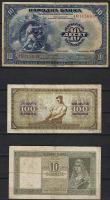 Jugoszlávia 6 db régebbi bankjegy T:II,III RR!!