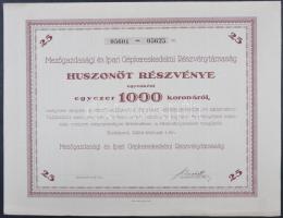 1924 Mezőgazdasági és Ipari Gépkereskedelmi Részvénytársaság részvénye 1000K T:II. + 1988 Magyar Pos...