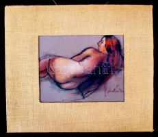 Andráskó István (1930-): Fekvő akt. Pasztell, papír, jelzett, 28×35 cm