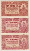 1920. 2K (3x) "2aa", "2ab" csillaggal, "2ab" vékony csillaggal T:I,I- Hungary 1920. 2 Korona (3x) "2aa", "2ab" with star, "2ab" with slight star C:UNC,AU Adamo K7, K7/1, K7/1e