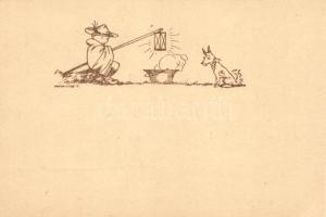 Magyar cserkész grafikai lap / Hungarian scout art postcard s: Márton L.