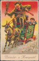 Krampusz / Krampus carriage, litho