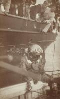 1915 Búvár viselet / K.u.K. navy, SMS Blitz, diver and mariners, photo (EK)