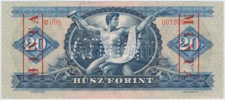 1969. 20Ft "C 000 - 001209" sorozat és sorszámmal, piros "MINTA" felülnyomással ...