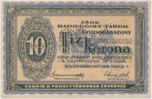 Boldogasszony / hadifogolytábor 1916.05.01. 10K arab sorozat és sorszámmal, "MS" jelöléssel T:I- (hajtatlan) Hungary / Boldogasszonyfa / prison camp 01.05.1916 10 Korona Arabic serial number, with "MS" mark C:AU (undolded) Adamo HHB-1.4.2