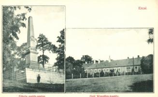Ercsi, Eötvös-emlékoszlop, Gróf Wimpffen-kastély; özv. Weisz Jakabné kiadása