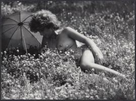 cca 1970 Napsugarak simogatnak, virágok illatoznak, finoman erotikus fénykép, 18x24 cm / cca 1970 Erotic photo, 18x24 cm