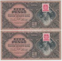 1945. 1000P "MNB" bélyeggel (2x) sorszámkövetők T:I-