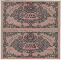 1945. 1000P "MNB" bélyeggel (2x) sorszámkövetők T:I-