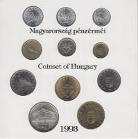 1993. 10f-200Ft 11klf darabos forgalmi sor dísztokban, benne 200Ft Ag "MNB", "Magyaro...