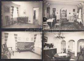 cca 1930 Nagypolgári család lakásának belső fotói a dolgozó, reggeliző, háló, biliárd szobákról, ebé...