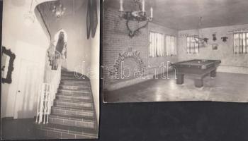 cca 1930 Nagypolgári család lakásának belső fotói a dolgozó, reggeliző, háló, biliárd szobákról, ebé...