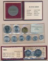 1981. 2f-10Ft 9db klf érmés forgalmi sor fóliatokban + 1983. 20f + 5Ft + 10Ft "FAO" tokban...