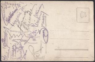 1925 A Budapesti Egyetemi Atlétikai Club szezonzáró vacsorája, fotólap a résztvevők aláírásával, 13x...