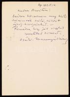 Csáki Maronyák József (1910-2002) saját kézzel írt üdvözlőlapja