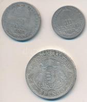 1869KB 10Kr Ag "Magyar Királyi Váltó Pénz" + 1869GYF 20Kr Ag "Magyar Királyi Váltó Pénz" + 1938. 2P Ag "Madonna" T:3,2-
