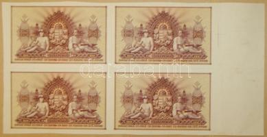 1943. 100P "Szálasi" fázis, csak hátoldali nyomat, előlap csak alapnyomatban, ívszél illesztőkeresztekkel, fekvő 4-es tömbben T:I,II felső pár csak egyszer hajtva!