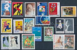 Europa CEPT plakátművészet 42 db bélyeg (közte pár + szelvényes bélyeg) 30 országból (2 stecklap), Europa CEPT poster art 42 stamps (with pair + coupon) 30 coutries