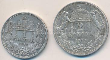 1912KB 1K Ag "Ferenc József" + 1913KB 2K Ag "Ferenc József" T:2,2-