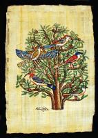 Egyiptomi, kézzel festett papíruszkép tokkal, tanusítvánnyal / Hand painted papyrus picture in case 24x30 cm