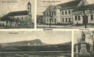 Budaörs, Törökugrató, hősök szobra, katolikus templom és iskola