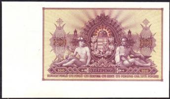 1943. 100P "Szálasi" (2x) jobb alsó + bal felső ívszéli példányok festéknyomokkal és elcsú...