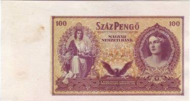 1943. 100P "Szálasi" (2x) jobb alsó + bal felső ívszéli példányok festéknyomokkal és elcsú...