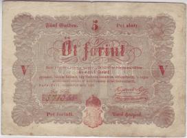 1848. 5Ft "Kossuth bankó" címerben erős színhiány! T:II hátoldalán foltos