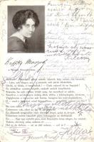 Kaffka Margit; Nyugat, modern magyar szépirodalmi folyóirat reklám képeslap; Jókai nyomda (a képeslapot Hanák Árpád zongoraművésznek címezték, humoros üzenetekkel) (EK)