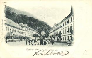 1899 Herkulesfürdő, Ottó Mihály üzlete / shop, square