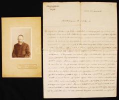 cca 1910 Steuer Ábrahám (1871-194?) szatmári főrabbi fotója, 8,5×6 cm; valamint levele fiaihoz 1912 januárjából / A photo of Ábrahám Steuer, rabbi of Szatmár/Satu Mare and his letter to his sons from January 1912