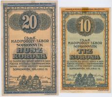 Sopronnyék / hadifogolytábor 1916.06.16. 10K + 20K római sorozatszám és arab sorszámmal T:II (hajtat...