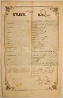 1850 Útlevél 30 kr-os pozsonyi szignettával sávos papíron, sokat utazott, felhasználva: Győr