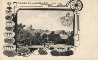 Kolozs-Sósfürdő, park, Art Nouveau floral