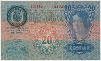 1913. 20K román felülbélyegzéssel T:III Adamo K17Be