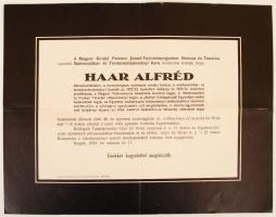 1933 Gyászjelentés Haar Alfréd (1885-1933) matematikus haláláról, Boda István (1894-1979) pszichológus részére megküldve.
