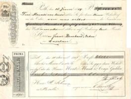 1859+1867. 2 db okmánybélyeges váltó, keltezett:Kassán