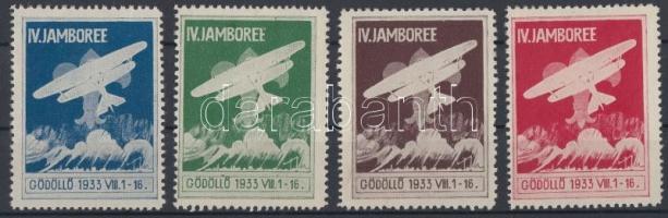 1933/6 Cserkész repülők emlékívekből kitépett 4 klf bélyeg / Jamboree Scout flyers 4 different labels