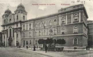 Kolozsvár, Piaristák temploma, egyetem; Schuster Emil kiadása / church, university