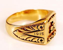 1940 Légierő repülős emlékgyűrü 25 SZ-ÉV 1915-1940 felirattal. Jelzett 14 K arany. / 1940 Hungarian ...