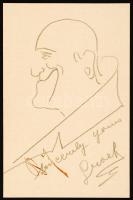 Grock bohóc, Adrian Wettach (1893-1959) önmagáról rajzolt, aláírt karikatúrája / Grock clown autograph drawn, signed caricature 14x10 cm