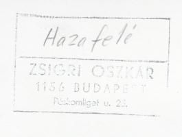cca 1970-1980 Zsigri Oszkár: Hazafelé, pecséttel jelzett vintage fotóművészeti alkotás, 24x18 cm