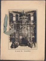 cca 1900-1940 Húsvéti üdvözlőlap a Szent Sír fényképével, valamint belül préselt szentföldi virággal.