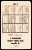 1970 IBUSZ kártyanaptár, hátoldalán a Parlamentet ábrázoló réz plakettel
